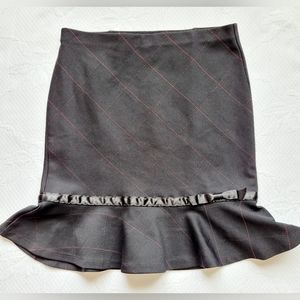 Express Women's Pull on Skirt Bow Decor Rushed Hem Black/Pink Stitch Small